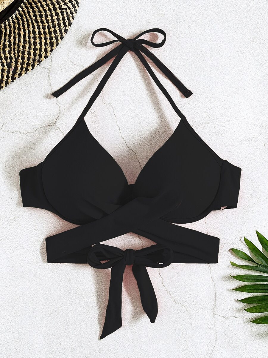 Swim Basics Summer Beach Wrap Push Up Bikini Top