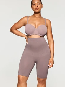 SHAPORA Plus Size Seamless Solid Color Women Shapewear Shorts, 1pc - Mauve Purple - View 6
