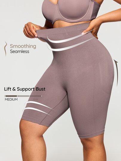 SHAPORA 1 pieza Pantalones cortos moldeadores de unicolor sin costuras para mujer de tallas grandes