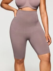 SHAPORA Plus Size Seamless Solid Color Women Shapewear Shorts, 1pc - Mauve Purple - View 3