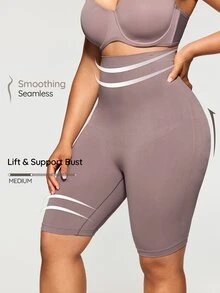 SHAPORA Plus Size Seamless Solid Color Women Shapewear Shorts, 1pc - Mauve Purple - View 4