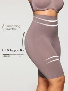 SHAPORA Plus Size Seamless Solid Color Women Shapewear Shorts, 1pc - Mauve Purple - View 5