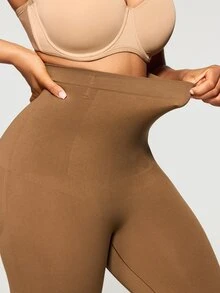 SHAPORA Plus Size Seamless High Waist Tummy Control Shapewear Shorts For Women - Coffee Brown - View 5