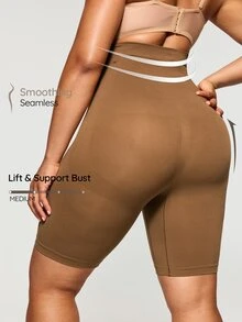 SHAPORA Plus Size Seamless High Waist Tummy Control Shapewear Shorts For Women - Coffee Brown - View 1