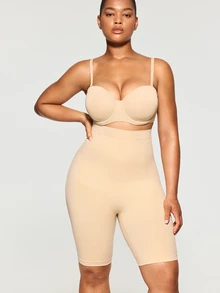 SHAPORA Plus Size Seamless High Waist Lightweight  Body Shaping Underpants - Apricot - View 7