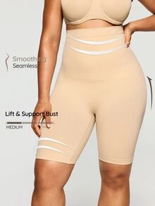 SHAPORA Plus Size Seamless High Waist Lightweight  Body Shaping Underpants - Apricot - View 3