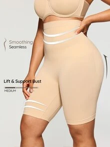SHAPORA Plus Size Seamless High Waist Lightweight  Body Shaping Underpants - Apricot - View 4