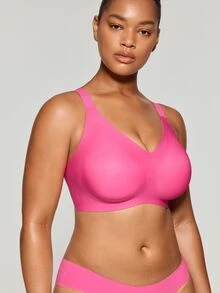 SHAPORA Plus Size Seamless Gummy Bear Support Bra With Molded Cup, Wireless Lift & Shaping - Hot Pink - View 5