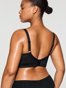 SHAPORA Plus Size Black Plain Backless Casual Comfy Medium Stretch Fabric Bra, Lift - Black - View 2