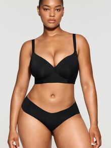 SHAPORA Plus Size Black Plain Backless Casual Comfy Medium Stretch Fabric Bra, Lift - Black - View 3