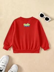 SpongeBob SquarePants | SHEIN Baby Boy Letter Cartoon Print Casual Daily Long Sleeve Sweatshirt - White - View 2