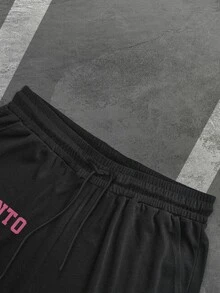 INAWLY Setelan Kasual 2 Potong Kaos Lengan Pendek dan Celana Pendek Motif Digital untuk Wanita Ukuran Besar - Hitam - View 6
