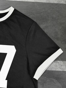 INAWLY Setelan Kasual 2 Potong Kaos Lengan Pendek dan Celana Pendek Motif Digital untuk Wanita Ukuran Besar - Hitam - View 4