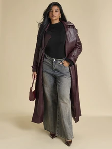 SHEIN BAE CURVE Plus Size Women's Black Ruched Fitted Inner Shirt, Elegant Long Sleeve Inner Shirt, Autumn/Winter, Base Layer - Black - View 6