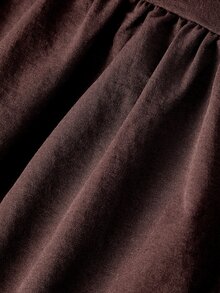 SHEIN MOD Women's Solid Color Pleated Casual Versatile Daily Wear Skirt - Coffee Brown - View 7