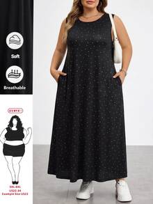 SHEIN CURVE+ 大尺碼洋裝 早午餐 正式場合 生日 白色 黑白配色 夏季休閒 - 彩色 - 查看 4