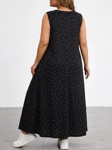 SHEIN CURVE+ 大尺碼洋裝 早午餐 正式場合 生日 白色 黑白配色 夏季休閒 - 彩色 - 查看 2