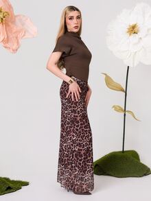 PRISCILA ESCOTO PRISCILA ESCOTO 褶皱领口、不对称袖子、侧边褶皱、收腰设计，杏色竹纤维亚麻女式衬衫，四季皆宜 - 咖啡棕 - 查看 6