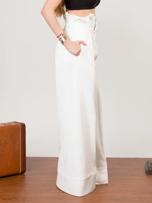 PRISCILA ESCOTO PRISCILA ESCOTO Anewsta 现代白色纸袋腰裤，女士休闲西装裤 - 白色 - 查看 6