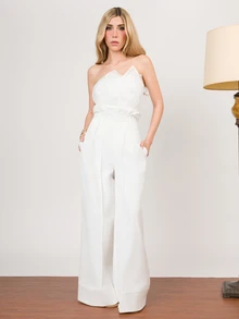 PRISCILA ESCOTO PRISCILA ESCOTO Anewsta 现代白色纸袋腰裤，女士休闲西装裤 - 白色 - 查看 2