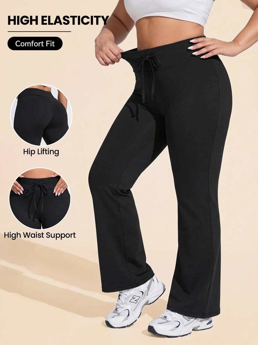 Velisys Velisys Plus Size Women Solid Color High Waist Casual Versatile Daily Wear Sports Tight Leggings - Multicolor - View 1
