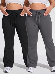 Velisys Velisys Plus Size Women Solid Color High Waist Casual Versatile Daily Wear Sports Tight Leggings - Multicolor - View 7
