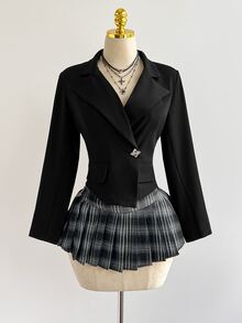 Elamini Women's Long Sleeve Blazer Jacket, Autumn/Winter - Black - View 7