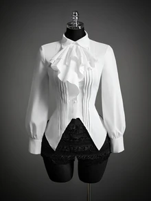 SHEIN ICON Ruffle Trim Pleated Detail Shirt - White - View 10