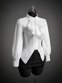 SHEIN ICON Ruffle Trim Pleated Detail Shirt - White - View 1