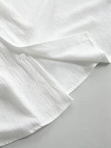 QuarKem Men's Solid Color Long Sleeve Single-Breasted Casual Commuter Shirt - White - View 7