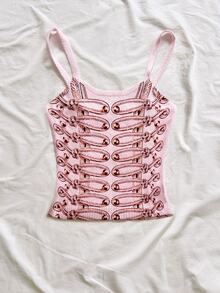 Soleia Women's Summer Casual Button Print Camisole Sweater - Multicolor - View 4