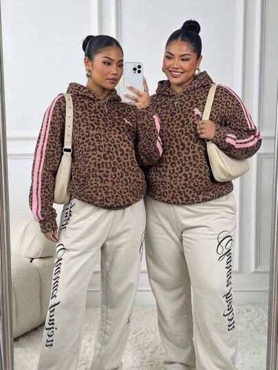 SHEIN CURVE+ Plus Size Women's Casual Retro Y2K Multi-Function Party Striped Horse Logo Print Sportswear, Suitable For Music Festivals, Gothic Style, Women's Summer Clothing