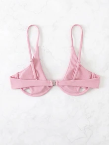 Swim SXY ملابس سباحة علوية بيكيني وردية مضلعة مع سلك داخلي وحشوة، أحزمة كتف قابلة للتعديل، لون موحد، قصة ضيقة، عصرية وجذابة، يمكن تنسيقها بشكل منفصل مع ملابس سباحة سفلية مطابقة، مناسبة للشاطئ وحمام السباحة والعطلات والمناسبات المتعددة، منعشة وشابة، ضرورية للشاطئ في الصيف - وردي - مشاهدة 3