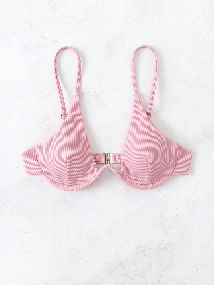 Swim SXY Women's Solid Color Sexy Bikini Swimwear Top With Underwire - Pink - View 5