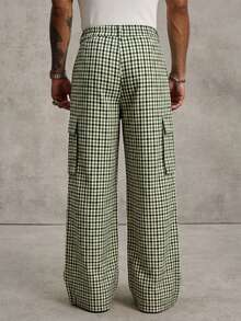 PAVTROS Men's Young Street Style, INS Multi-Functional Item: Plaid Cargo Multi-Pocket Long Pants - Green - View 2