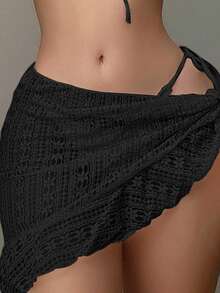 Swim Mod 3pcs Black Halter Triangle Cup Sexy Tropical Bikini Set For Women Summer Beach Party - Black - View 6