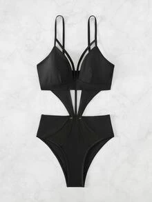 Swim SXY Bañador una pieza con abertura arnés - Negro - Ver 5