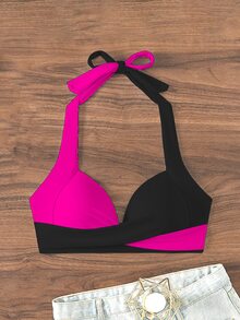SHEIN Swim 彩色吊带比基尼上衣，度假风格 - 彩色 - 查看 5