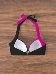SHEIN Swim 彩色吊带比基尼上衣，度假风格 - 彩色 - 查看 4