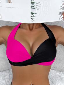 SHEIN Swim 彩色吊带比基尼上衣，度假风格 - 彩色 - 查看 3