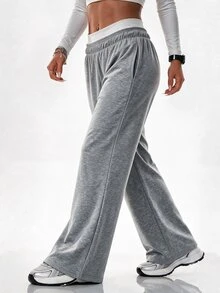 Solea Cove 1pc Women's Navy Blue Letter Print Long Pants - Dark Grey - View 3