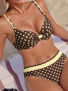 Swim Vcay Glamour 夏季新款女款泳衣 有鋼圈 聚攏 雙肩帶細肩帶 可調節後背 三角比基尼 2件套 - 彩色 - 查看 1