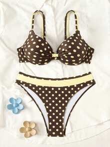 Swim Vcay Glamour 夏季新款女款泳衣 有鋼圈 聚攏 雙肩帶細肩帶 可調節後背 三角比基尼 2件套 - 彩色 - 查看 3