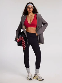 SHEIN Dewbera Women's Solid Color Comfortable Daily Fitness Sports Bra - Burgundy - View 7