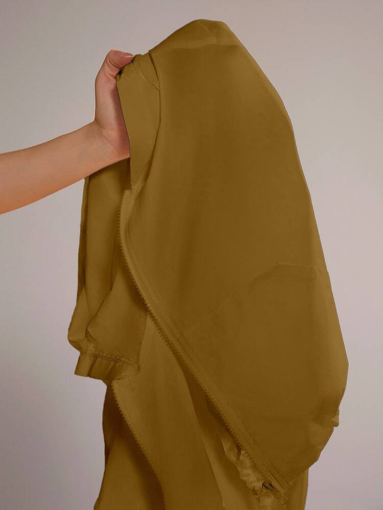 Dewbera Dewbera Zip-Up Hooded Jacket With Drawstring Hem, Sun Protection - Brown - View 6