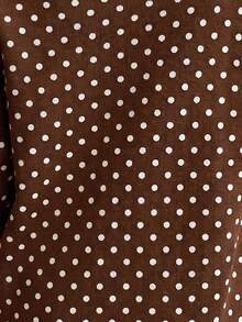 EMERY ROSE Casual 1920 Vintage 1920s Retro Polka Dot Pattern Plus Size Pullover Off-Shoulder Sweater, Suitable For Autumn/Winter Fall Thanksgiving Holiday Brown - Multicolor - View 7