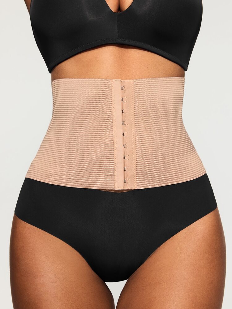SHAPORA 1pc Women's Front Hook Seamless Waist Cincher - Apricot - View 4