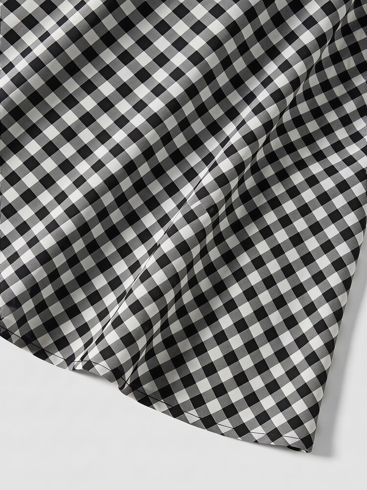 Firerie Plus Size Elegant Plaid Pattern Skirt - Suitable For Commuting, Office, Party And Wedding (Summer, Chocolate Brown) - Multicolor - View 6
