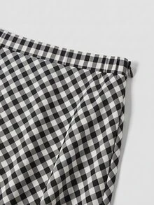 Firerie Plus Size Elegant Plaid Pattern Skirt - Suitable For Commuting, Office, Party And Wedding (Summer, Chocolate Brown) - Multicolor - View 5