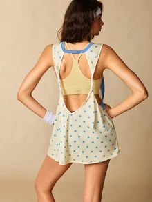 VARSIVA Women's Polka Dot Print Back Cutout Daily Fitness Sports Activewear Tank Top - Multicolor - View 4